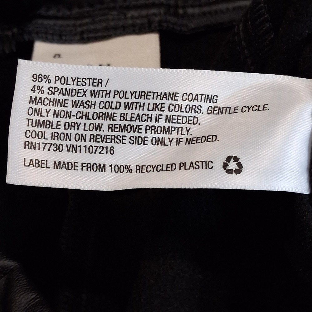 A New Day Pants Women's Size L Black Faux Leather Elastic Waist Open Inside Ankl - Picture 3 of 10